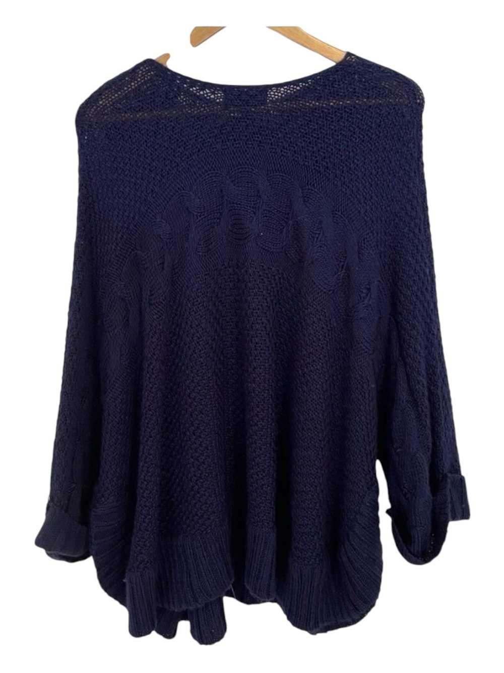 Ella Rafaella oversized knit wool blend sweater chunky boxy knit blue large/ XL